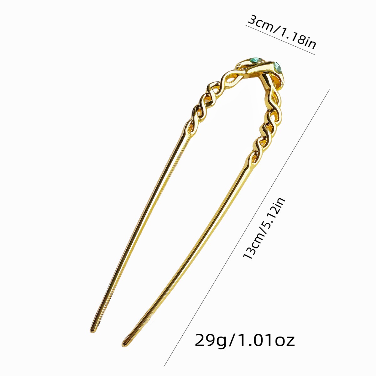 Europa y América clásica sensación de lujo ligero metal en forma de U clip de cabello de tendencia serpentina clip de cabello de torsión diamantes accesorios clip de cabello