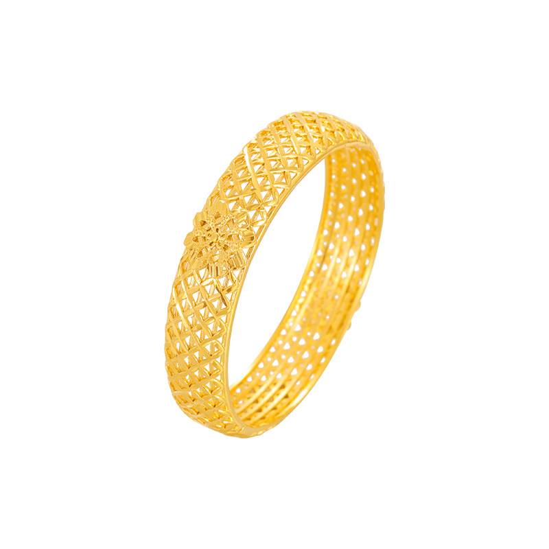 Vintage tallado hueco flor pulsera ancho hombres y mujeres pulsera de aleación de cobre imitación tejida estilo nacional ingeniosa fábrica al por mayor