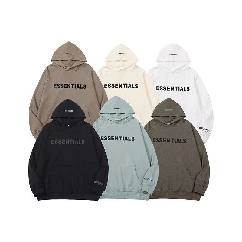 Wholesale fashion brand FOG double line ESSENTIALS 20FW three-dimensional adhesive letter Terry hooded sweater for men and women