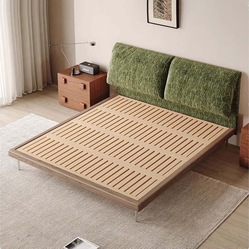 Cama de orejas de elefante, cama de tela de nieve retrógrada, cama principal, cama de madera maciza superior, cama doble