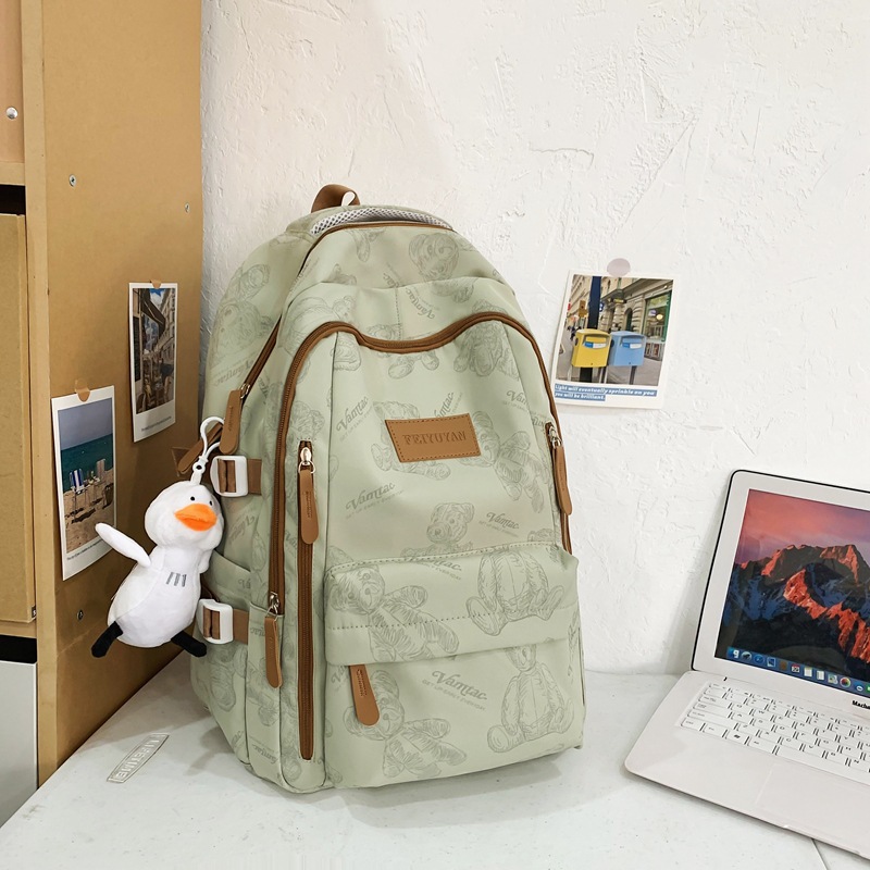 Rucksack Herren neue große Kapazität Junior High School Schüler Schultasche reflektierende Bär Mode lässig Rucksack_voghion.com