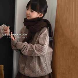 波拉韩国童装女童针织开衫2023秋冬季儿童百搭打底衫男童洋气毛衣