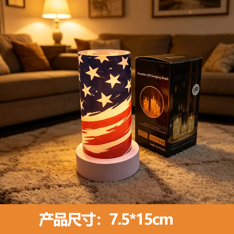Explosiones transfronterizas LED adornos de lámpara de vela electrónica simulación de cumpleaños diseño de boda impresión UV lámpara larga personalizada