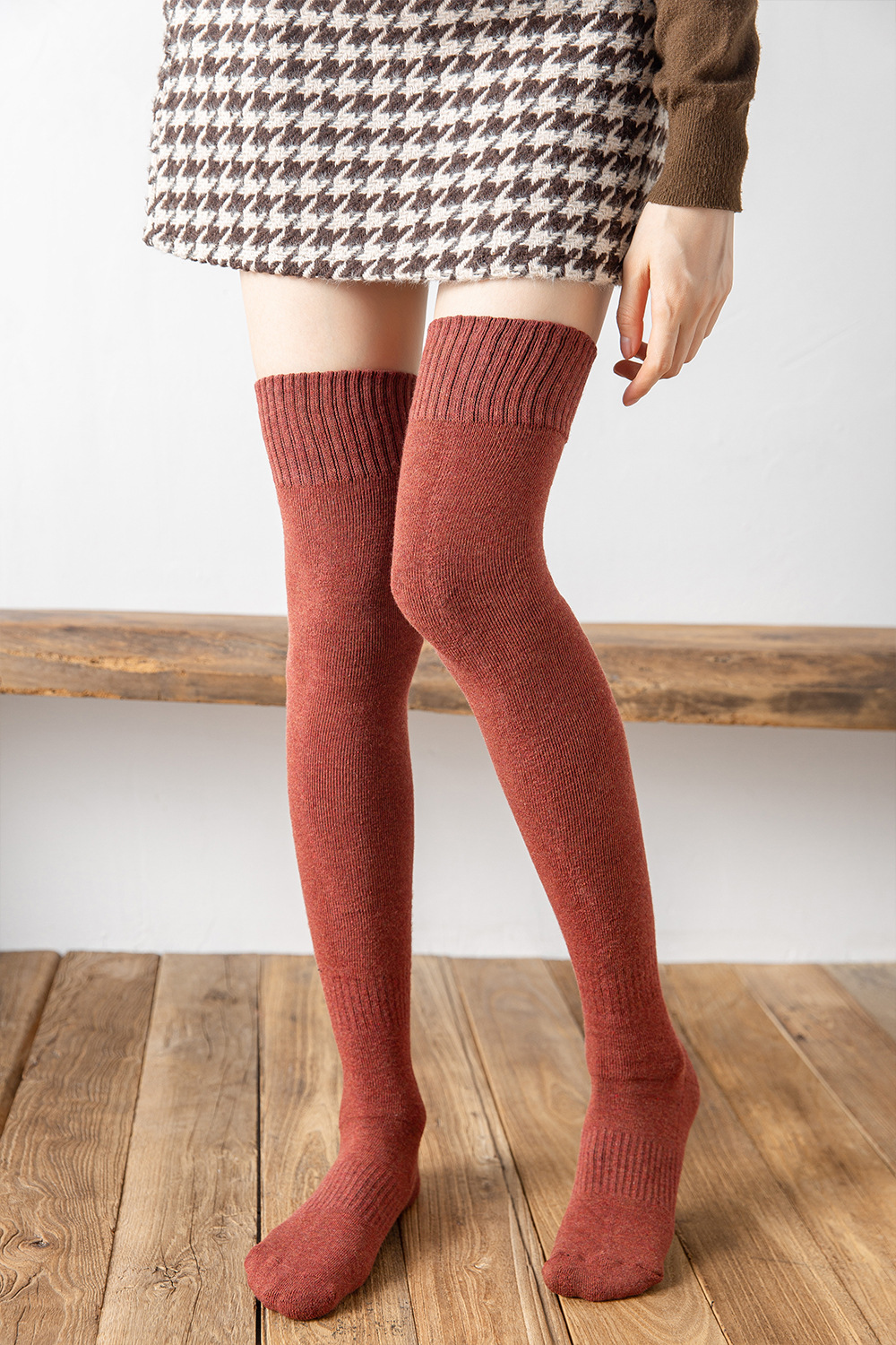 Calzini da donna autunnali e invernali sopra il ginocchio calzini da coscia caldi calzini in spugna calzini lunghi da donna in cotone calzini spessi al ginocchio in stile giapponese_voghion.com