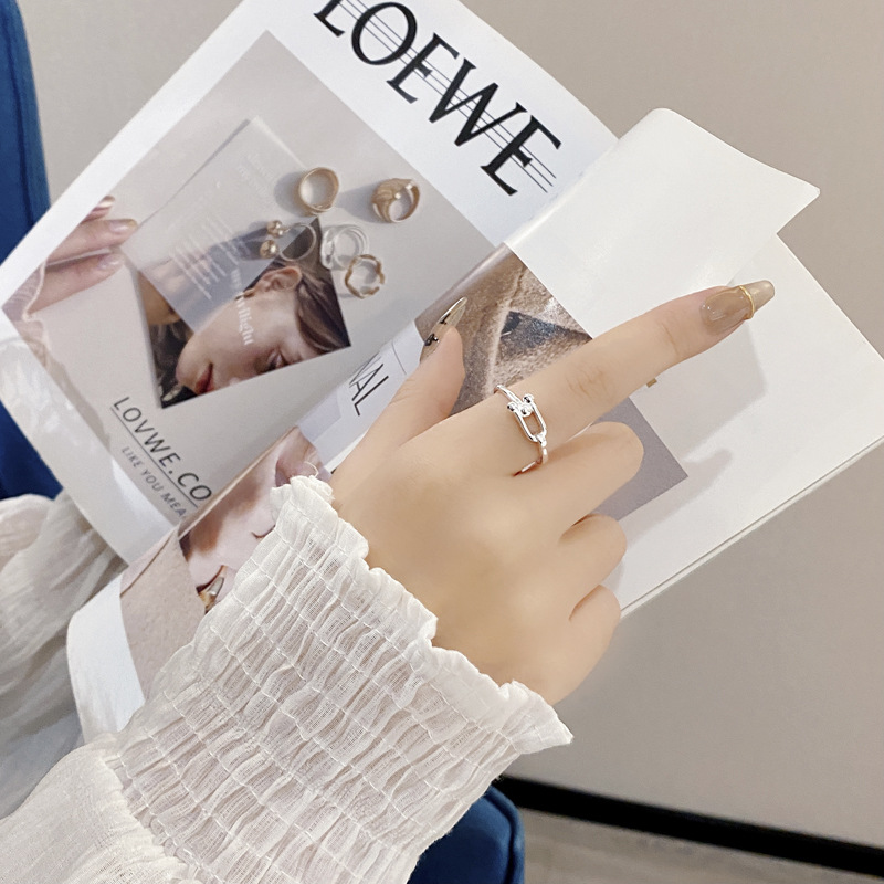 Casual U Shape Sterling Silver Irregular Plating Open Ring 1 Piece