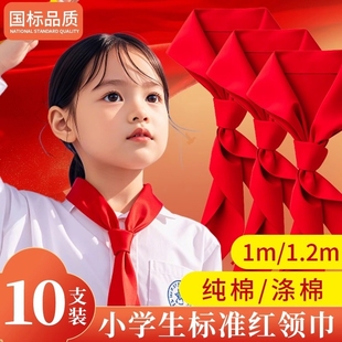 Primary School Students' Red Scarf Wholesale Universal Standard Silk Pure Cotton Kidsren's Decoration Junior High School Students Small, Medium and Large Size Does Not Fade