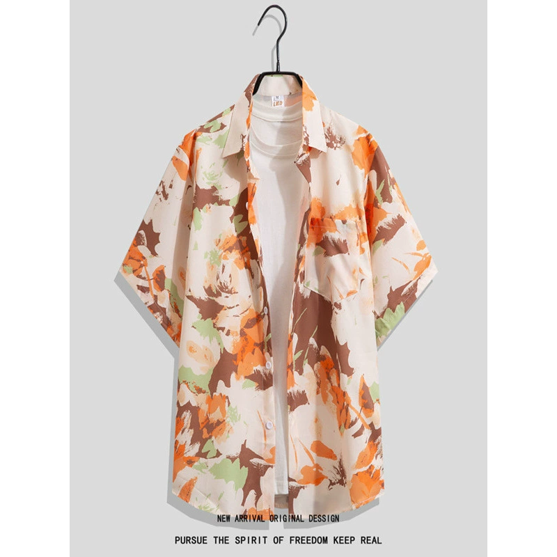 Рубашка Summer oversize хип‑хоп короткий рукав, унисекс, свободный крой (размеры до 4XL)