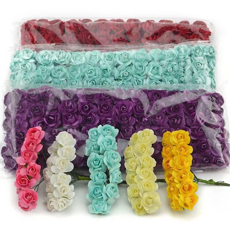 Simulation of plum blossom rose small paper flower simulation flower gift box candy box decoration wreath rattan headdress DIY