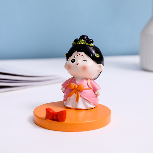 Tang Dynasty Lady Phone Stand Ornament, Chinese Cute Palace Maid Office Desk Decor, Creative Gift for Girls