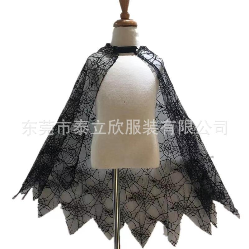 ハロウィン装飾子供用マントクモの巣ドレスアップマントハロウィンパーティースパイダーマンマントステージコスチューム|undefined
