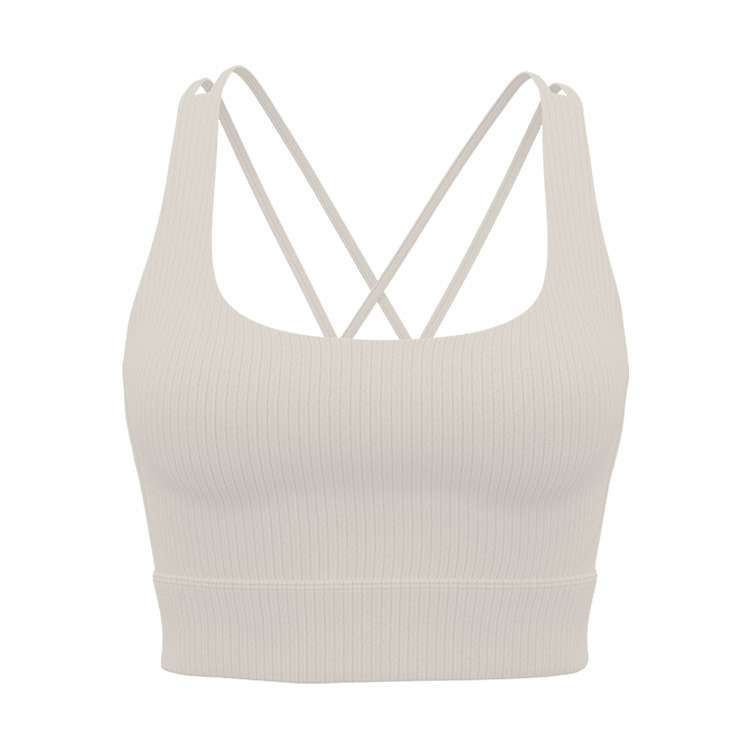 Chaleco deportivo de intensidad media, ropa de yoga a prueba de golpes, espalda a rayas, cruz, tirantes delgados, ropa interior deportiva, sujetador de Pilates