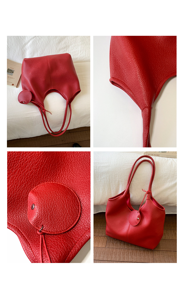 Large-capacity bag for women's summer, 2025 new style fashionable retro shoulder bag, textured tote bag for class and commuting Item Picture