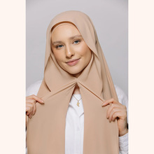 高品质单色垂感丝滑厚Chiffon 配同色系筒帽内置磁扣一体长巾围巾