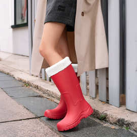 外贸舒适高筒厚款日常休闲四季雨鞋女雨林徒步防水防滑特高胶雨靴