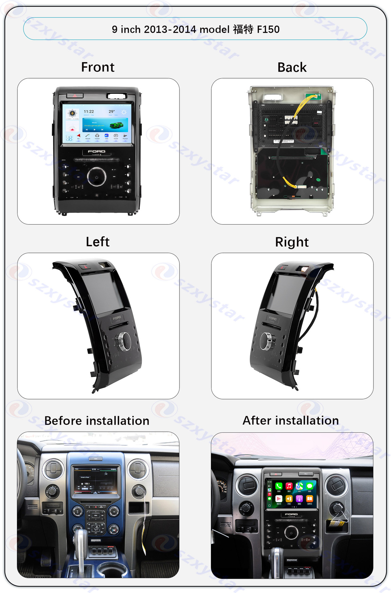 Suitable for 9-Inch 13-14 Model Ford F150 Android Wireless Carplay Navigation 360 Panoramic All-In-One Machine
