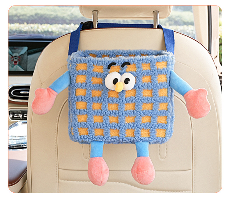 Dopamine Car Storage Bucket Cartoon Little Monster Car Trash Can Car Seat Back Hanging Storage Bucket Storage Box
