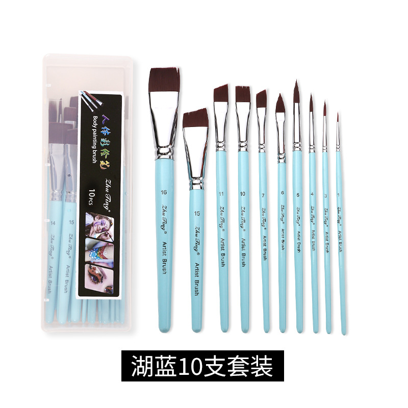 Cepillo especial para pintura facial, pincel, juego de 17 bolígrafos de gancho, bolígrafos en relieve, cepillos de fila, picos planos, picos oblicuos, pétalos