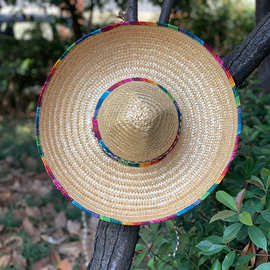 麦秆草帽狂欢尖尖帽男女墨西哥草帽民族风情成人表演万圣节帽批发