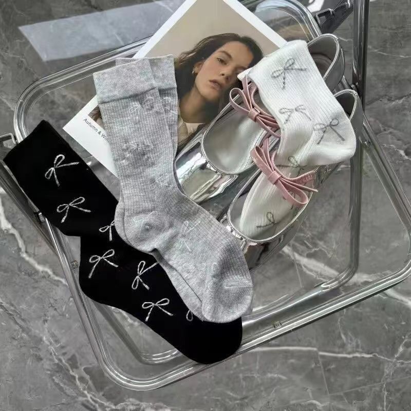 Spring and Summer Thin Miu Style Breathable Bow Ins Ballet Style Socks Women's Medium Socks Japanese Style Sweet Stacked Socks Spring and Summer Thin Miu Style Breathable Bow Ins Ballet Style Socks Women's Medium Socks Japanese Style Sweet Stacked Socks