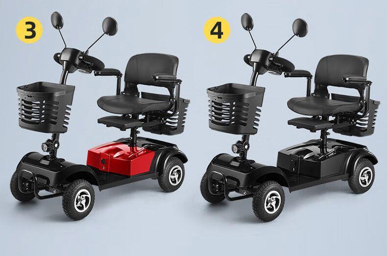 Electric Four-Wheeler for the Elderly, Household Dual-Seater Mobility Scooter for Disabled People, Foldable Small Electric Vehicle