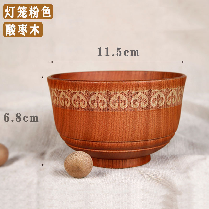 Suministro directo de Fábrica Nacional creativo de dibujos animados de madera tazón de madera anti-escaldado tazón de arroz para niños auspicioso ocho tesoros tazón de madera en stock al por mayor