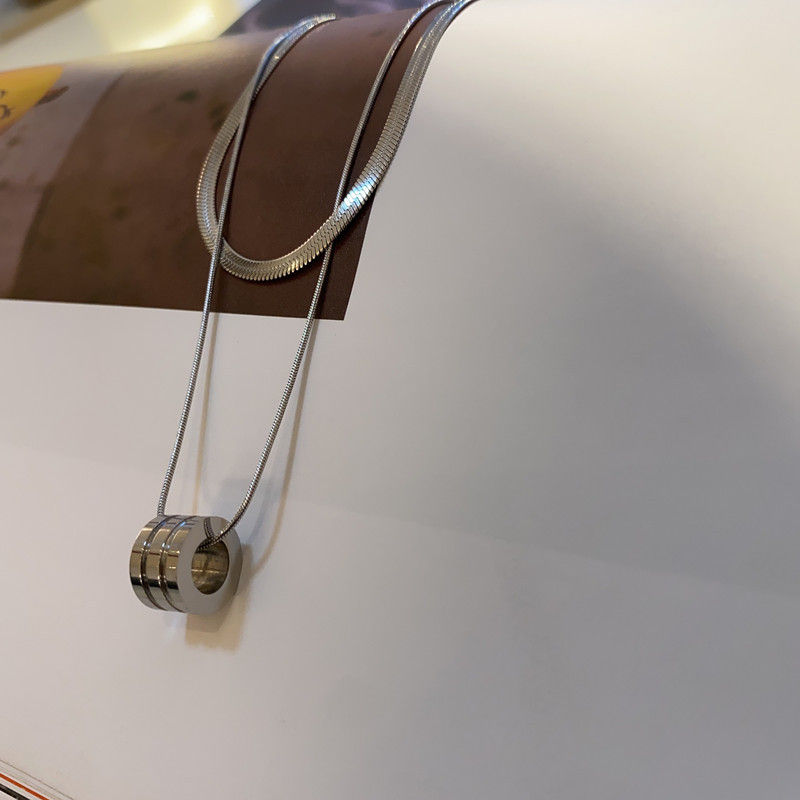 Titanium steel non fading small waist snake bone double-layer layered necklace with collarbone neck chain for women's_voghion.com
