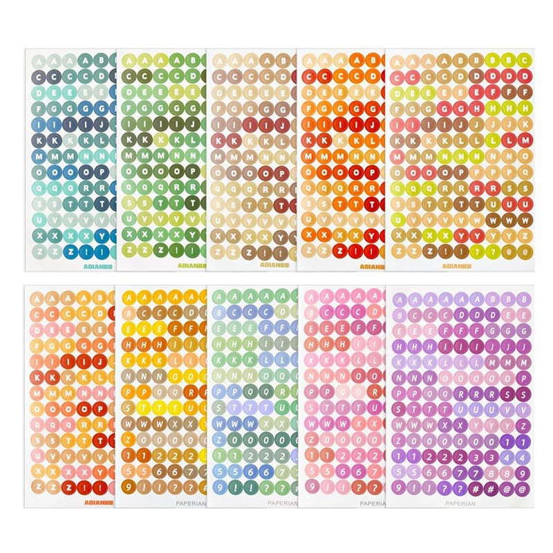 Корейский карамельный цвет английский буквенно-цифровая наклейка бумажный цвет круглый маркер наклейка ручной счет DIY Наклейка
