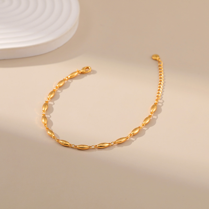 Fashion Oval Solid Color Copper Plating Bracelets 1 Piece