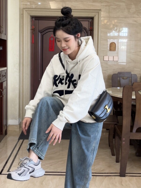 白灰色休闲运动套装女卫衣休闲裤子一整套秋冬季2025新款韩系穿搭|undefined