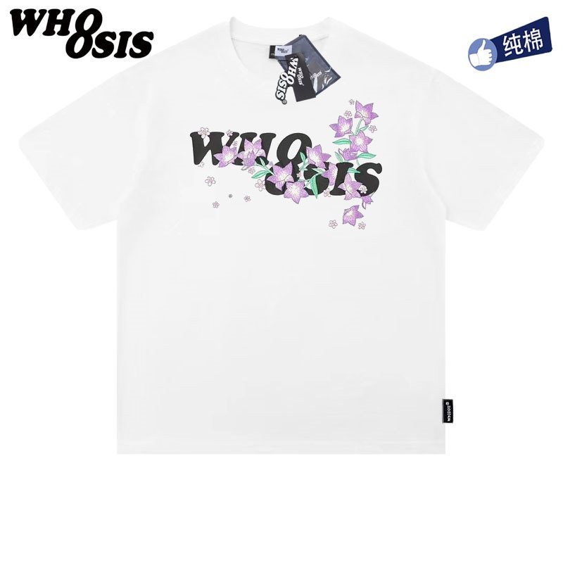 WHOOSIS（名前不明）8ロゴ花柄半袖Tシャツ夏アメリカンファッションブランドカップル男女兼用|undefined