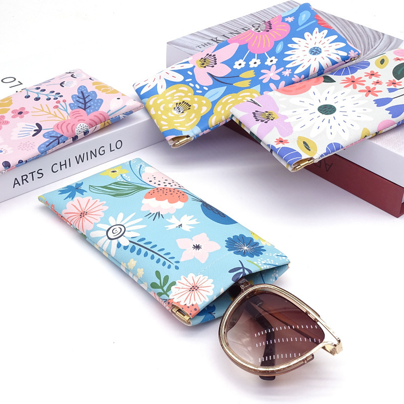 Wholesale small fresh automatic closed eye bags sunglasses pu color storage bag sunglasses steel strip shrapnel glasses bag
