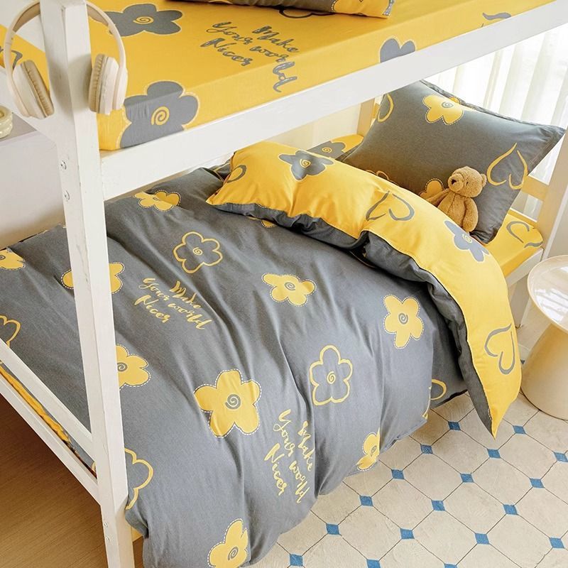 100 cubierta de edredón de algodón dormitorio de estudiantes de una sola pieza cubierta de edredón de algodón 120x200 una sola persona doble dormitorio conjunto de edredón de tres piezas