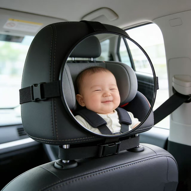 Baby Safety Seat Rearview Mirror, Car-Mounted Infant Observation Mirror, Children's Car Rear View Auxiliary Mirror, Convex Mirror, Round Shape