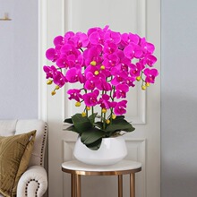 大型手感PU蝴蝶兰仿真花盆栽高档客厅摆件前台装饰假花花艺套装
