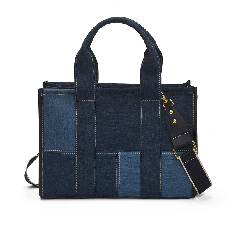 Bolso Tote de moda coreana 2025 nuevo bolso de mezclilla con costuras en contraste bolso de hombro bolso de mensajero de gran capacidad mujer