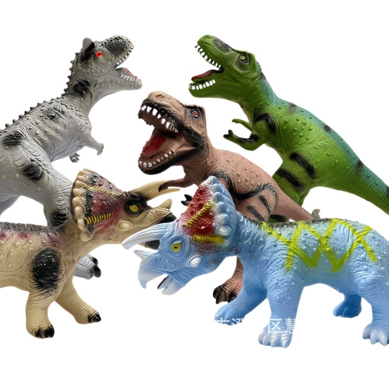 特大模擬ソフトプラスチック恐竜おもちゃサウンド動物モデルティラノサウルストリケラトプス男の子子供のギフト|undefined