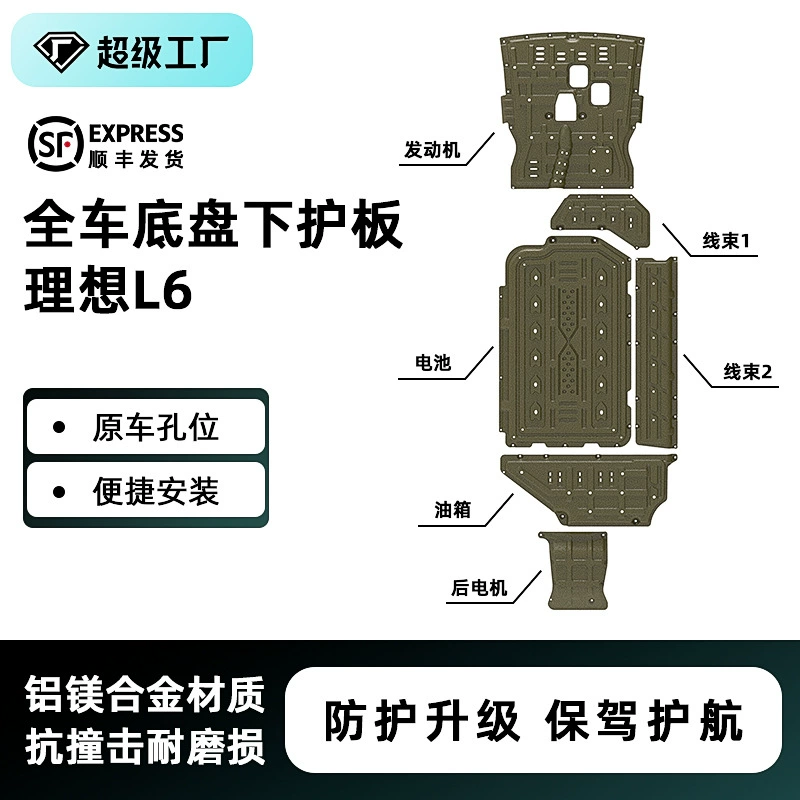 Подходит для полной защиты днища автомобиля Li Auto L6 2024-2025, бронированная защитная пластина шасси Li6 3D.