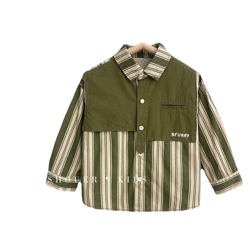 Ropa para niños camping costura camisa a rayas 2022 nuevo otoño niños primavera y otoño de manga larga estilo occidental camisa abrigo