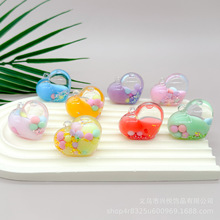 爱心奶豆流沙入油瓶钥匙扣梦幻桃心精美包挂水晶漂流瓶手机挂礼品