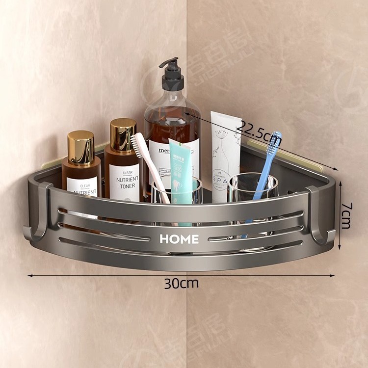 Estante Esquinero Triangulada de Baño de Aleación de Aluminio, Sin Perforación