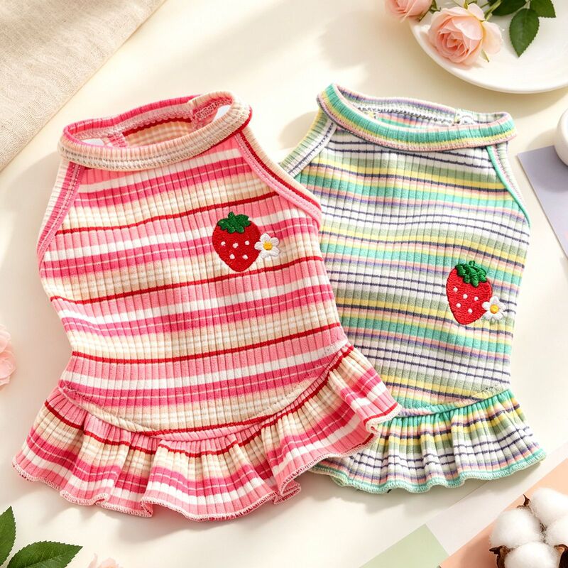 Pet Clothes Spring and Summer New Arrival Striped Strawberry Skirt Teddy Bitter Panda Kitty Small Dog Summer Princess dress Pet Clothes Spring and Summer New Arrival Striped Strawberry Skirt Teddy Bitter Panda Kitty Small Dog Summer Princess dress