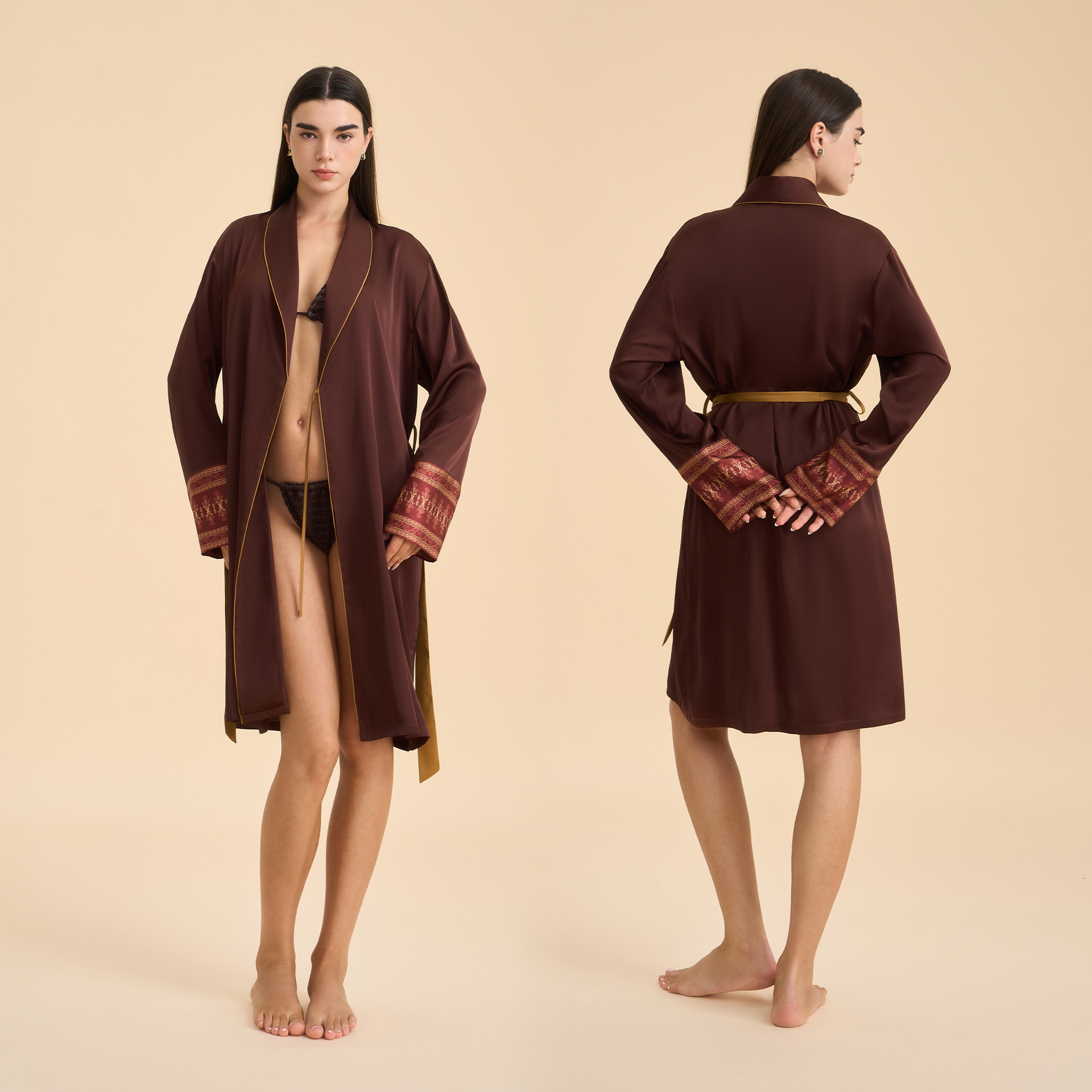 Amazon nueva primavera y otoño de manga larga suelta de dama satén verde fruta cuello pijama vestido corto transfronterizo ropa para el hogar WP3953