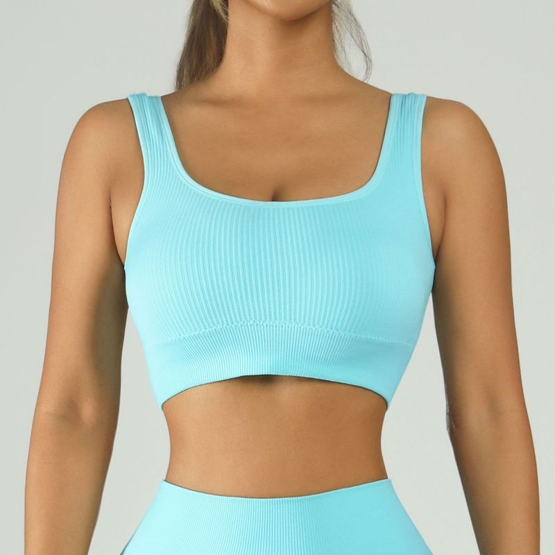 Amazon クラシック スレッド ヨガ フィットネス ベスト BRA 胸パッド付き 弾性セクシーな U 字型ネック スポーツ ブラジャー|undefined