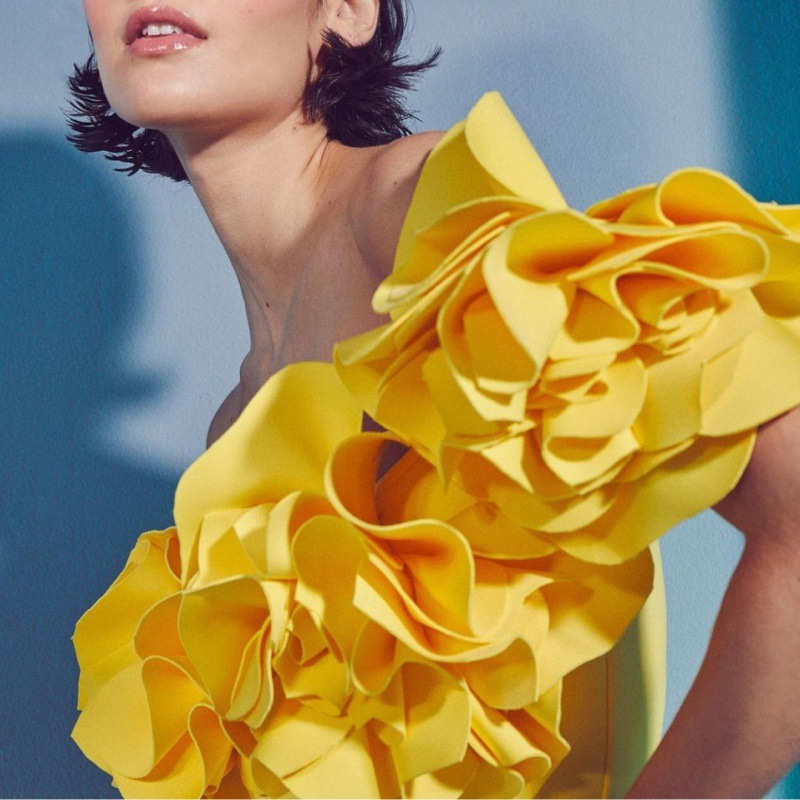 GraceChic 3D Floral Strapless High-End Solid Color One-Piece Swimsuit Set For Women 2024 European And American New Swimwear_voghion.com