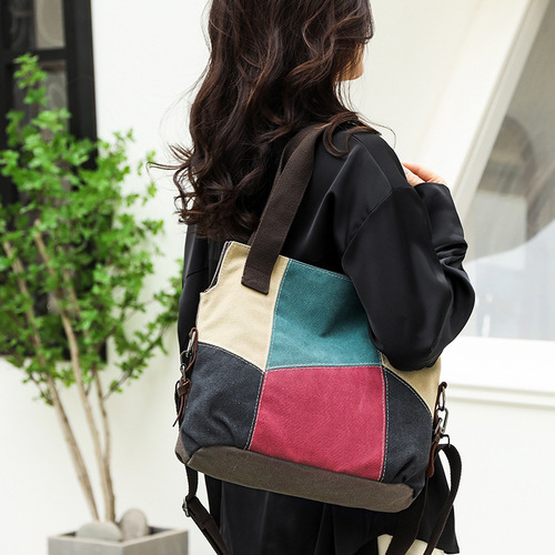 Canvas women's bag new fashion simple retro ladies shoulder bag casual large capacity travel crossbody bag handbag