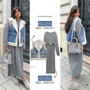23 DA2820 European and American style autumn new women's vest fashionable washed Denim stitching lambswool vest