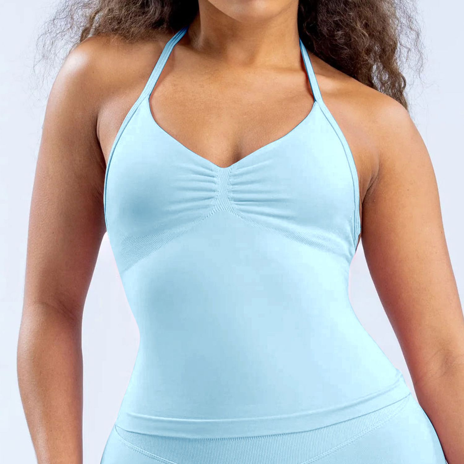 Chaleco halter de yoga sin costuras transfronterizo pantalones de yoga de cadera elásticos altos pantalones de fitness tirantes conjunto de sujetador deportivo