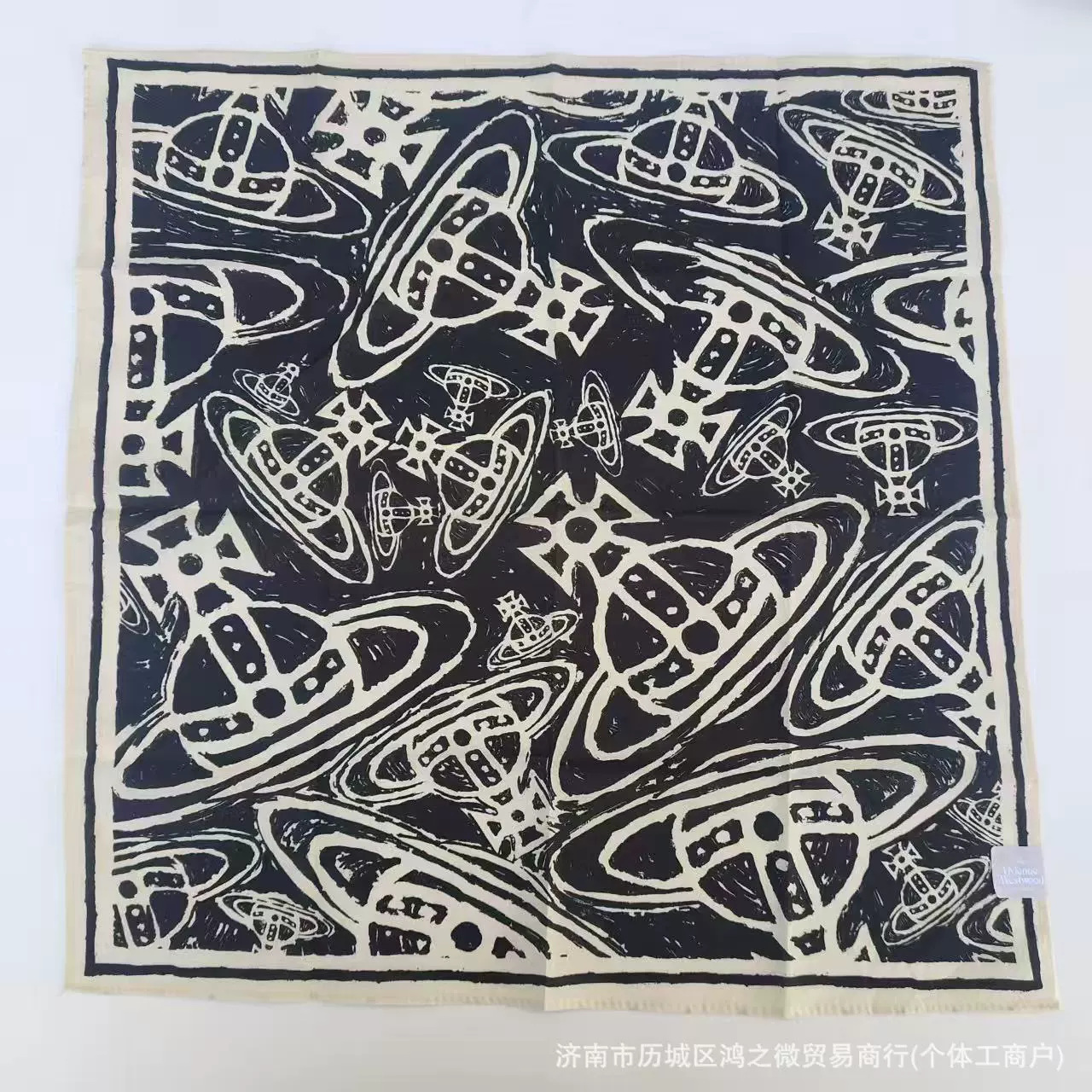 Маленький платок Vivian Saturn, вышитый шёлковый носовой платок, горох и граффити, 46×46 см