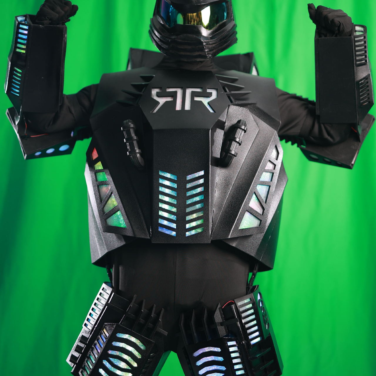 Ropa de luz eléctrica LED control remoto rendimiento de cambio de color robot luminoso mecha portátil electrodoméstico humano props mecha