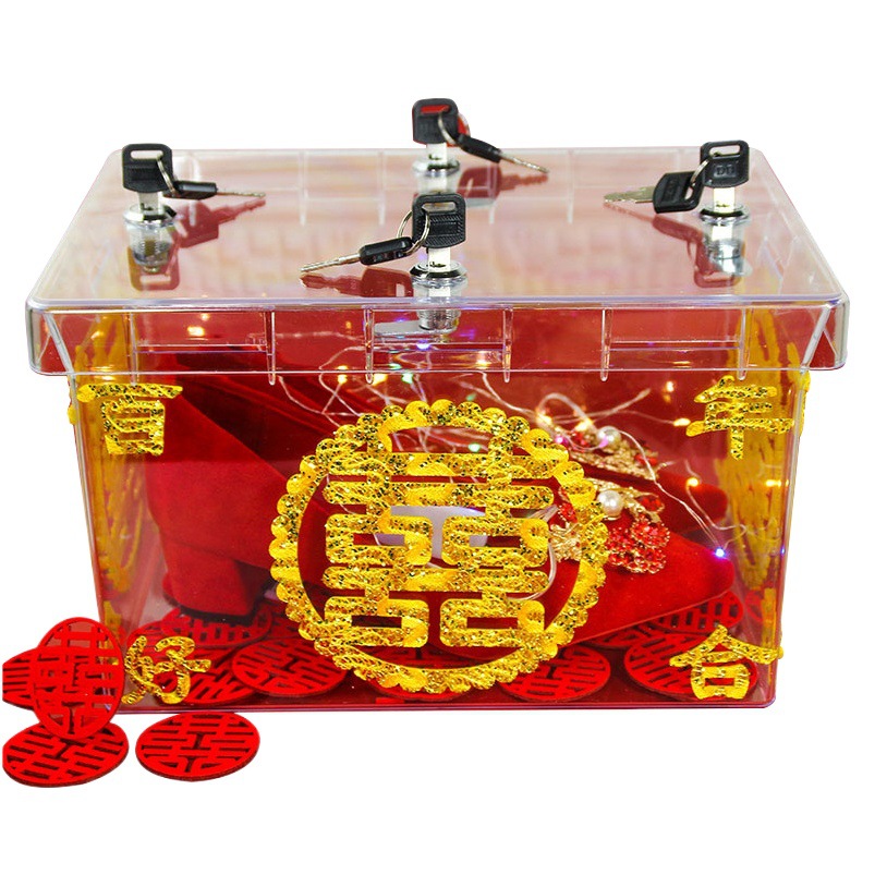 Suministros de boda zapatos Xizangos con cerradura caja de zapatos de boda transparente recogida y recogida del novio accesorios de juego caja de zapatos de boda lote